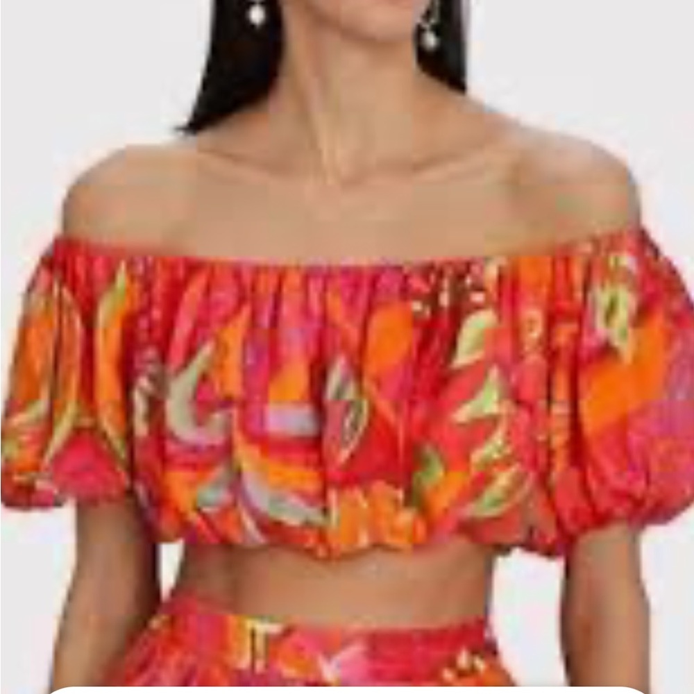 FARM RIO
- Fruit Brush Oft-the-shoulder Crop Top